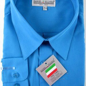 NWT Daniel Ellissa Men's Turquoise Blue Dress Shirt, 18-1/2 (34/35)